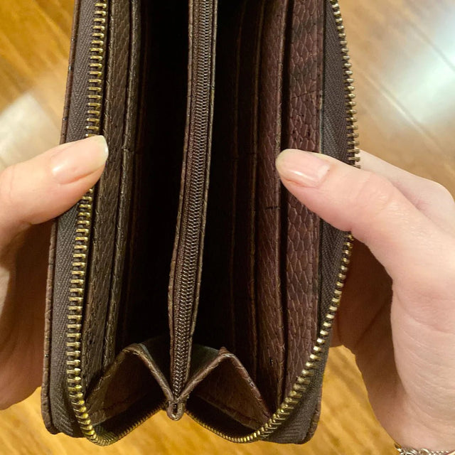 Just Enough Wallet in Snake Brown - Veneka-Sustainable-Ethical-Bag-Tiradia Cork Drop Ship
