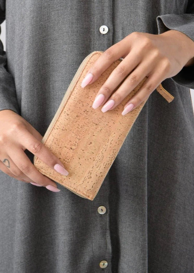 Just Enough Wallet in Snake Brown - Veneka-Sustainable-Ethical-Bag-Tiradia Cork Drop Ship