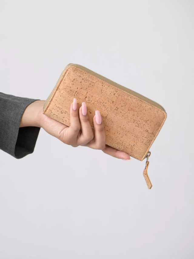 Just Enough Wallet in Snake Brown - Veneka-Sustainable-Ethical-Bag-Tiradia Cork Drop Ship