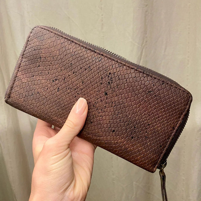 Just Enough Wallet in Snake Brown - Veneka-Sustainable-Ethical-Bag-Tiradia Cork Drop Ship
