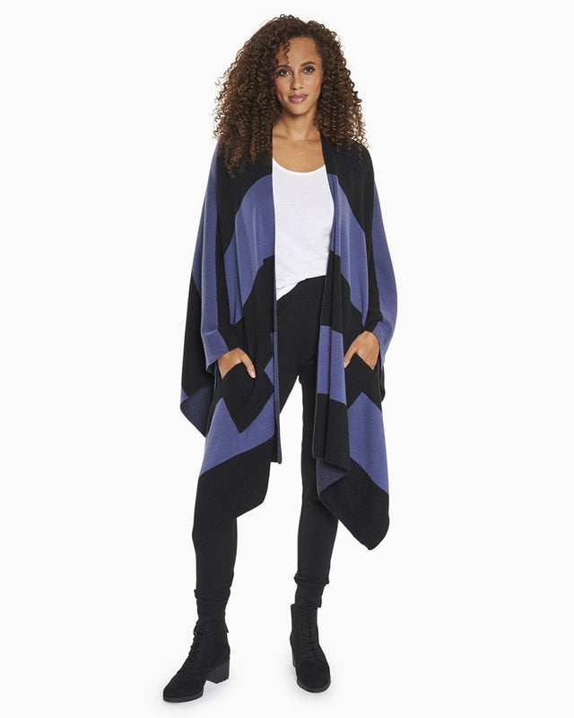 Kamala Wrap Sweater in Indigo - Veneka-Sustainable-Ethical-Tops-YesAnd Drop Ship