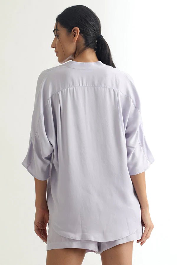 Kerala 3/4 Sleeve V-Neck Blouse in Lavender - Veneka-Sustainable-Ethical-Tops-Neu Nomads Drop Ship
