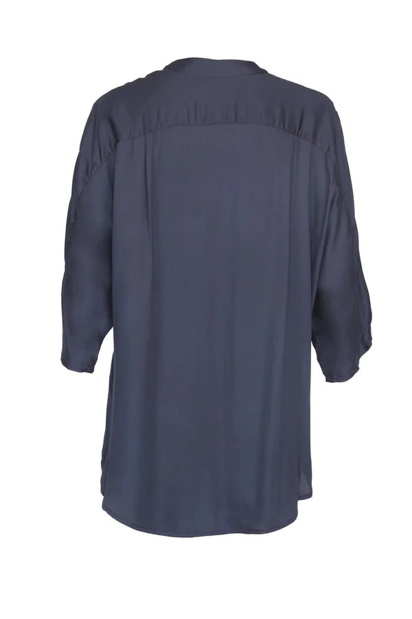 Kerala 3/4 Sleeve V-Neck Blouse in Midnight - Veneka-Sustainable-Ethical-Tops-Neu Nomads Drop Ship