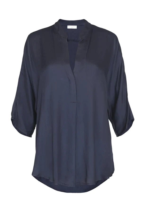 Kerala 3/4 Sleeve V-Neck Blouse in Plum - Veneka-Sustainable-Ethical-Tops-Neu Nomads Drop Ship