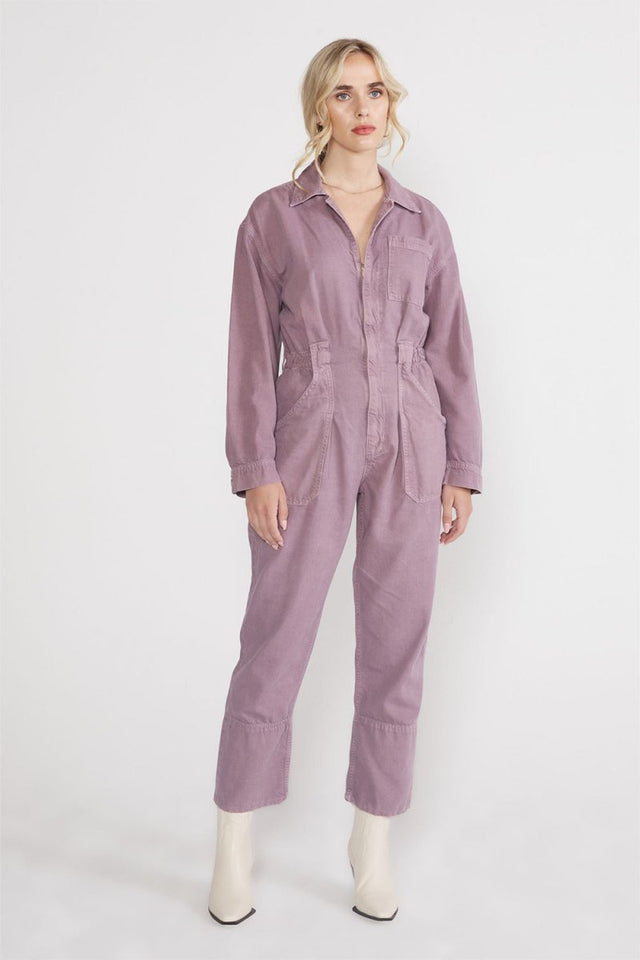 Kingsley Utility Jumpsuit - Purple Dove - Veneka-Sustainable-Ethical-Dresses-Etica Denim Drop Ship