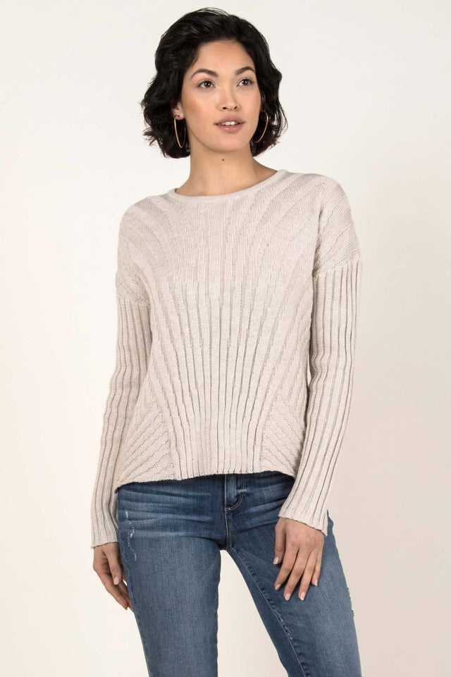 Knit Rib Pullover in Oatmeal - Veneka-Sustainable-Ethical-Tops-Indigenous Drop Ship