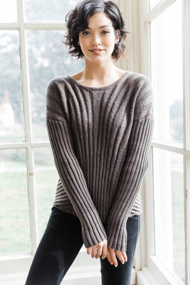 Knit Rib Pullover in Stone - Veneka-Sustainable-Ethical-Tops-Indigenous Drop Ship
