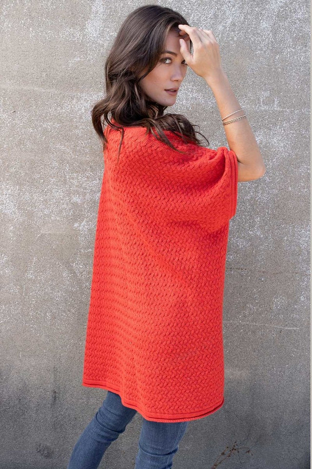 Lattice Stitch Kimono in Canyon Red - Veneka-Sustainable-Ethical-Jackets-Indigenous Drop Ship