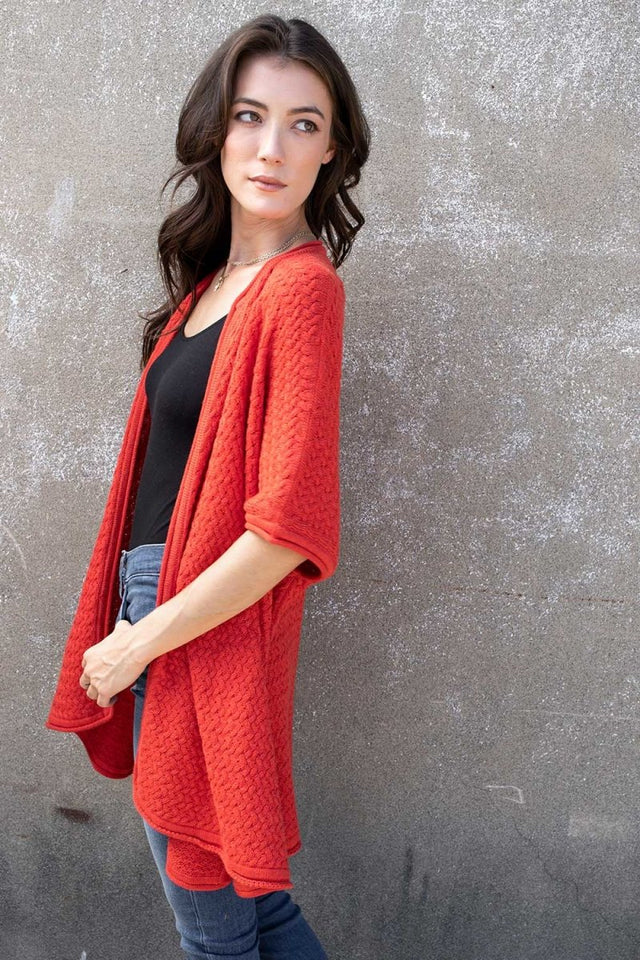 Lattice Stitch Kimono in Noir - Veneka-Sustainable-Ethical-Jackets-Indigenous Drop Ship