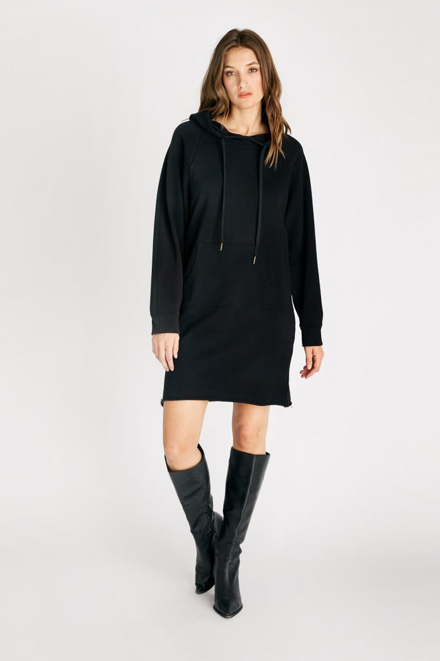 Layla Hooded Dress in Black - Veneka-Sustainable-Ethical-Dresses-Etica Denim Drop Ship
