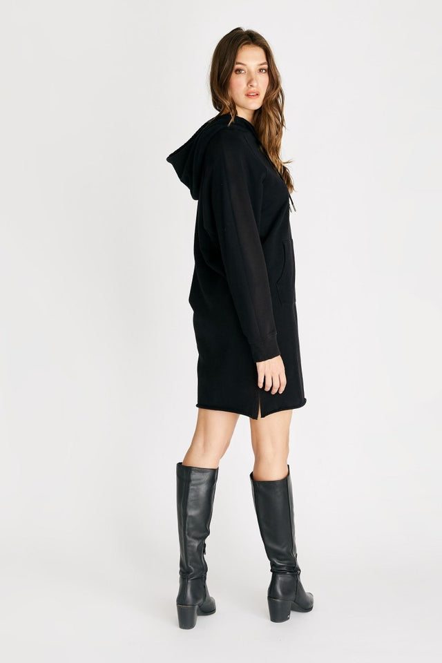 Layla Hooded Dress in Black - Veneka-Sustainable-Ethical-Dresses-Etica Denim Drop Ship