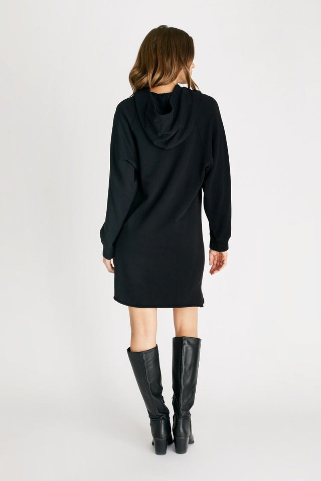 Layla Hooded Dress in Black - Veneka-Sustainable-Ethical-Dresses-Etica Denim Drop Ship