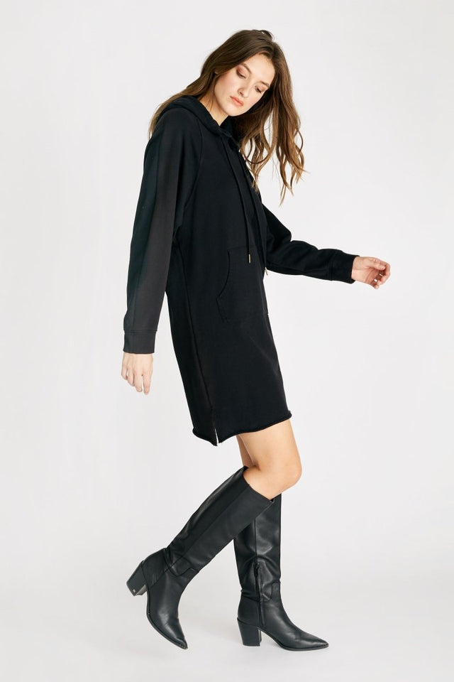 Layla Hooded Dress in Black - Veneka-Sustainable-Ethical-Dresses-Etica Denim Drop Ship