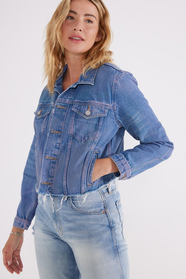 Lennox Crop Jacket - Sunset Cliff - Veneka-Sustainable-Ethical-Denim-Etica Denim Drop Ship