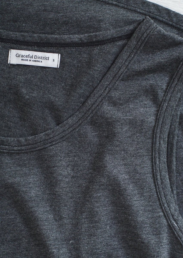 Lily Tank Top in Charcoal - Veneka-Sustainable-Ethical-Tops-Graceful District Drop Ship