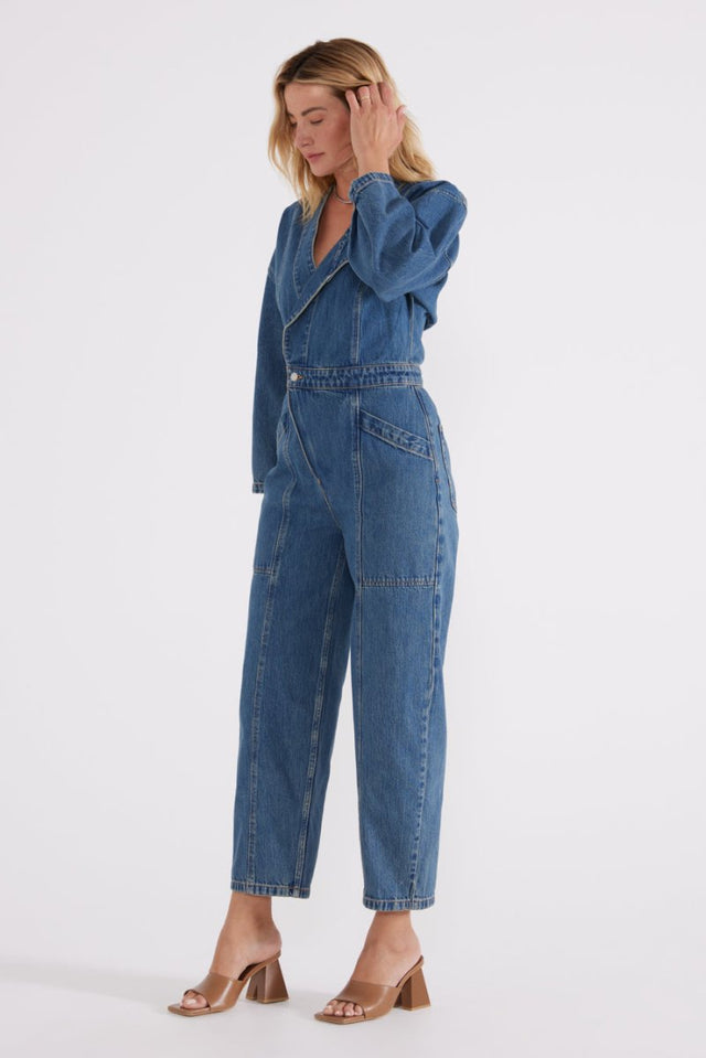 Liv Asymmetric Jumpsuit - Arctic Storm - Veneka-Sustainable-Ethical-Dresses-Etica Denim Drop Ship