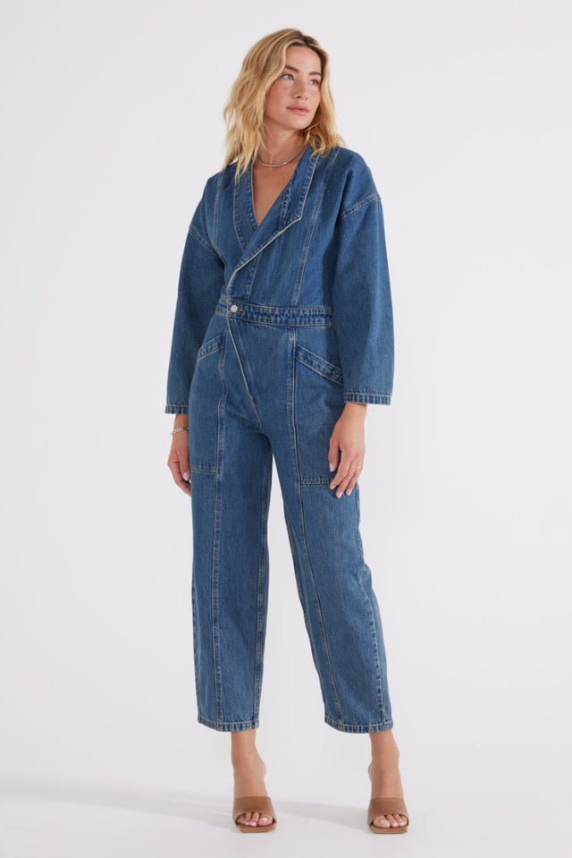 Liv Asymmetric Jumpsuit - Arctic Storm - Veneka-Sustainable-Ethical-Dresses-Etica Denim Drop Ship