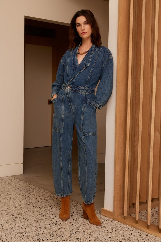 Liv Asymmetric Jumpsuit - Arctic Storm - Veneka-Sustainable-Ethical-Dresses-Etica Denim Drop Ship