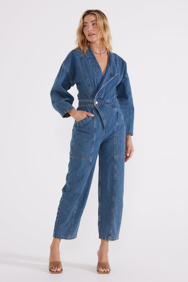 Liv Asymmetric Jumpsuit - Arctic Storm - Veneka-Sustainable-Ethical-Dresses-Etica Denim Drop Ship