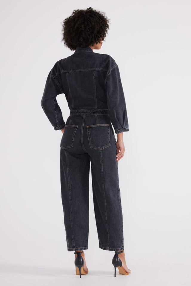 Liv Asymmetric Jumpsuit - Black Mountain - Veneka-Sustainable-Ethical-Dresses-Etica Denim Drop Ship