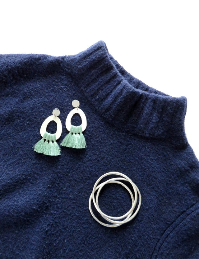 Loop Tassel Earrings - Veneka-Sustainable-Ethical-Jewelry-Elisha C 30 Drop Ship