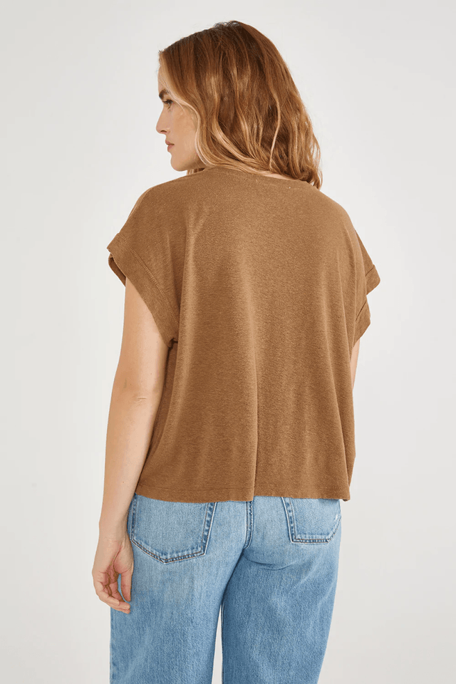 Lotte Muscle Tee in Tapenade - Veneka-Sustainable-Ethical-Tops-Etica Denim Drop Ship