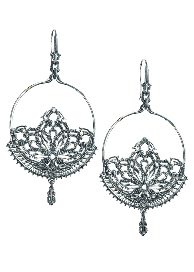 Lotus Earrings in Silver - Veneka-Sustainable-Ethical-Jewelry-Astor & Orion Drop Ship