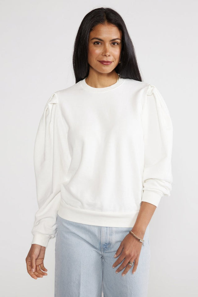 Lysse Pleat Sleeve Top - Cloud White - Veneka-Sustainable-Ethical-Tops-Etica Denim Drop Ship