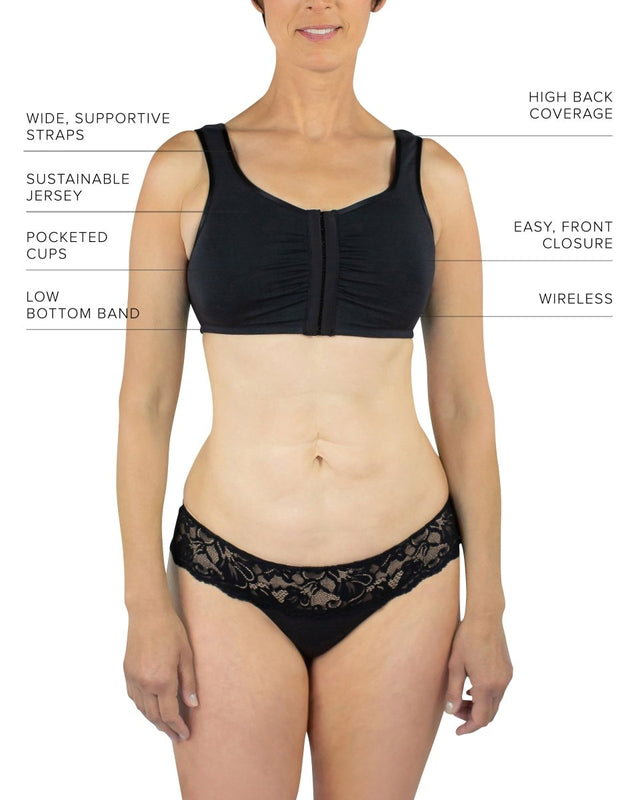 Maia Front Close Bra in Black - Veneka-Sustainable-Ethical-Tops-Everviolet Drop Ship
