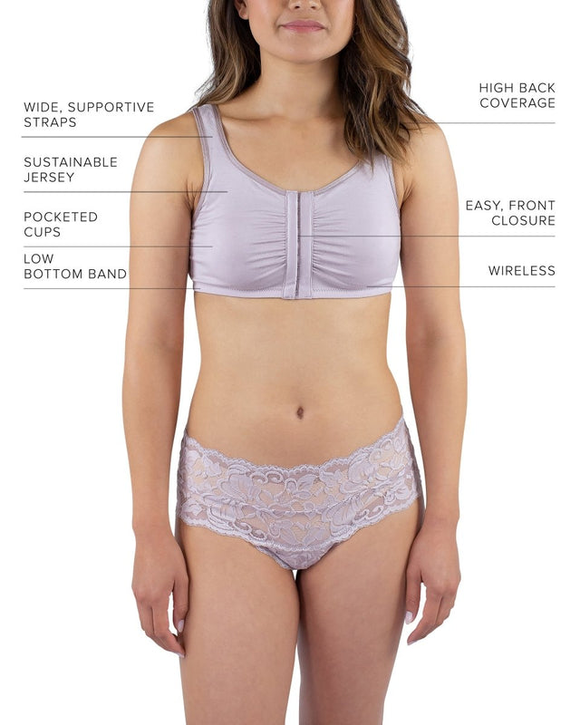 Maia Front Close Bra in Mauve - Veneka-Sustainable-Ethical-Tops-Everviolet Drop Ship