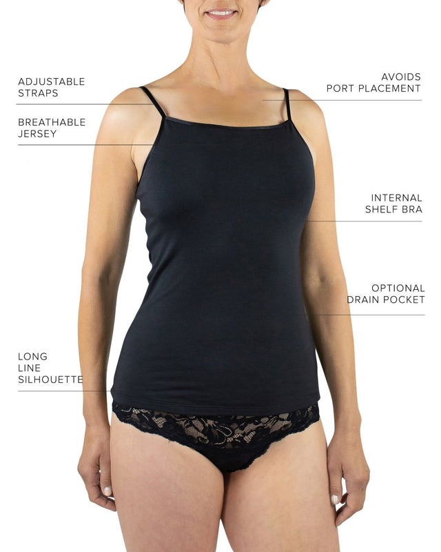 Maia Sustainable Jersey Camisole in Black - Veneka-Sustainable-Ethical-Tops-Everviolet Drop Ship
