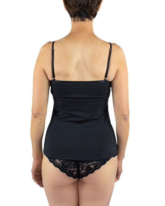 Maia Sustainable Jersey Camisole in Black - Veneka-Sustainable-Ethical-Tops-Everviolet Drop Ship