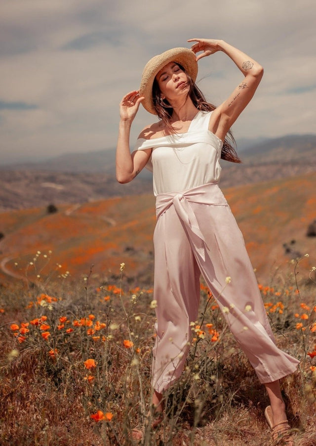 Malina Asymmetrical Off Shoulder Tencel Top in White - Veneka-Sustainable-Ethical-Tops-Valani Drop Ship