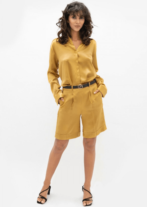 Manila MNL Tailored Shorts in Mimosa - Veneka-Sustainable-Ethical-Bottoms-1 People Drop Ship