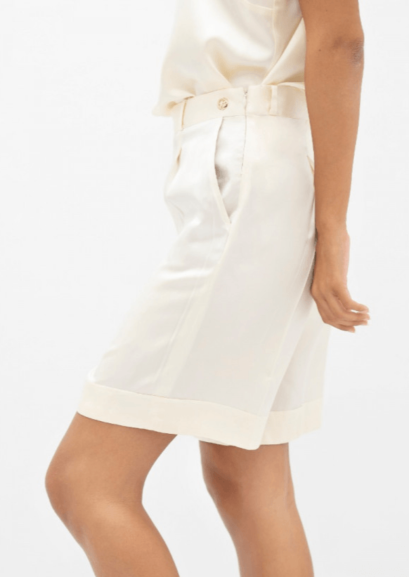 Manila MNL Tailored Shorts in Pearl - Veneka-Sustainable-Ethical-Bottoms-1 People Drop Ship