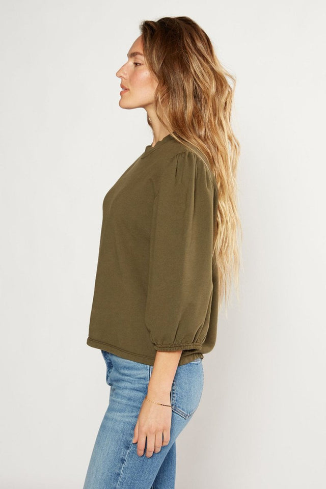 Marie Puff Sleeve Sweatshirt in Sea Turtle - Veneka-Sustainable-Ethical-Tops-Etica Denim Drop Ship