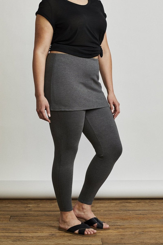 Market Skirted Legging in Charcoal Grey - Veneka-Sustainable-Ethical-Bottoms-Hours Drop Ship