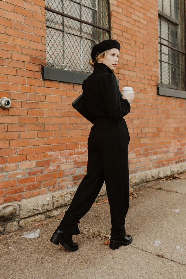 Marlene Wide Leg Lounge Pants in Black - Veneka-Sustainable-Ethical-Bottoms-Sonderlier Drop Ship
