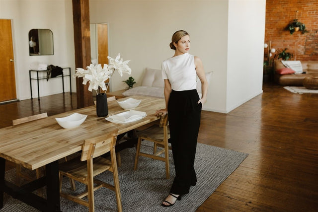 Marlene Wide Leg Lounge Pants in Black - Veneka-Sustainable-Ethical-Bottoms-Sonderlier Drop Ship