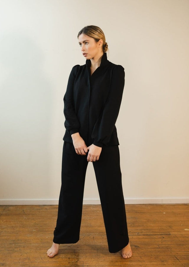 Marlene Wide Leg Lounge Pants in Black - Veneka-Sustainable-Ethical-Bottoms-Sonderlier Drop Ship
