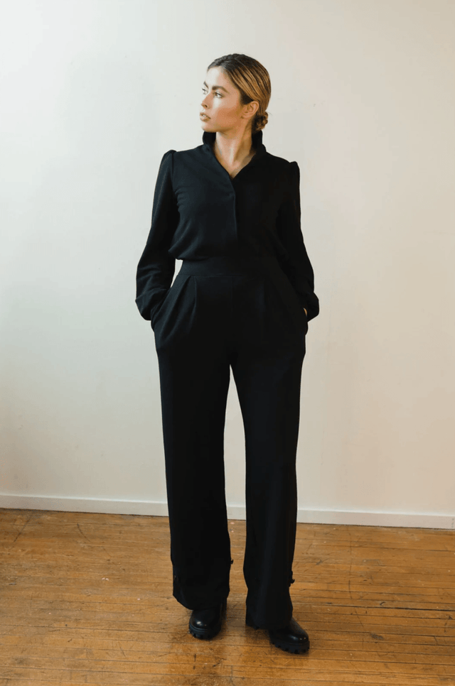Marlene Wide Leg Lounge Pants in Black - Veneka-Sustainable-Ethical-Bottoms-Sonderlier Drop Ship