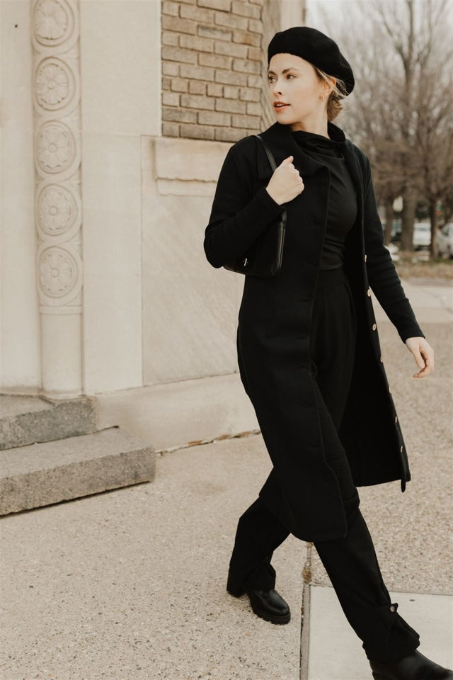 Marlene Wide Leg Lounge Pants in Black - Veneka-Sustainable-Ethical-Bottoms-Sonderlier Drop Ship