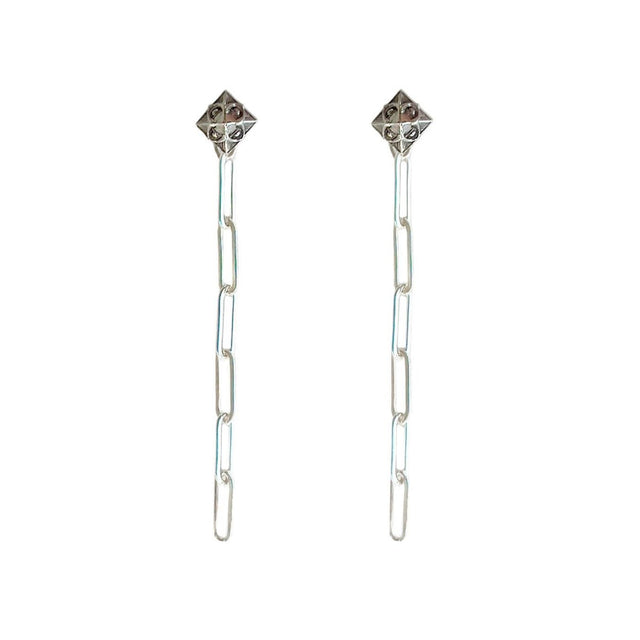 Maude Paper Clip Chain Earring in Silver - Veneka-Sustainable-Ethical--Astor & Orion Drop Ship