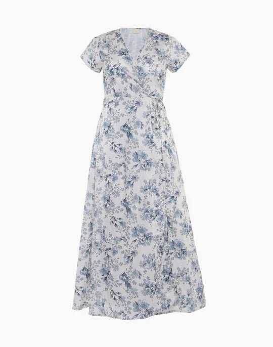 Maxi Wrap Dress in Azure Waves - Veneka-Sustainable-Ethical-Dresses-Reistor Drop Ship
