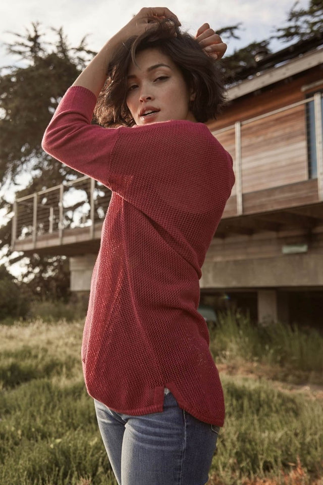 Mesh Pullover Sweater in Blush - Veneka-Sustainable-Ethical-Tops-Indigenous Drop Ship