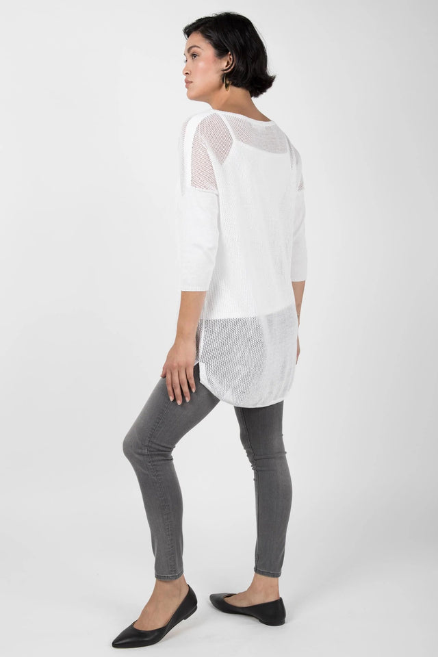 Mesh Pullover Sweater in Oatmeal - Veneka-Sustainable-Ethical-Tops-Indigenous Drop Ship