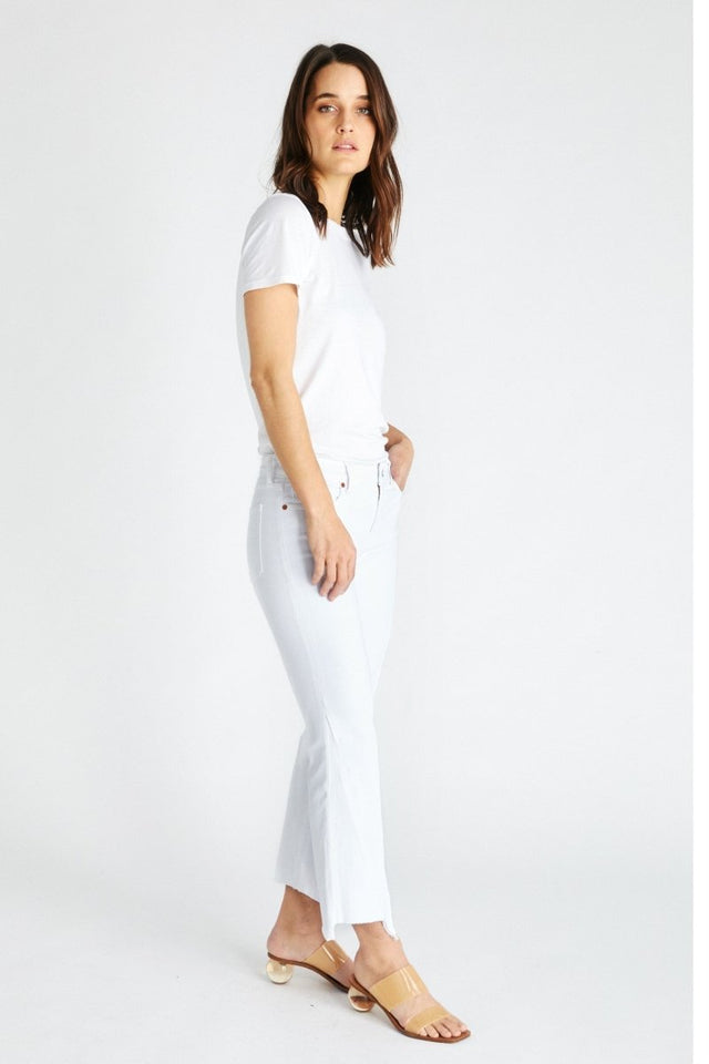 Micki Crop in White Dawn - Veneka-Sustainable-Ethical-Bottoms-Etica Denim Drop Ship