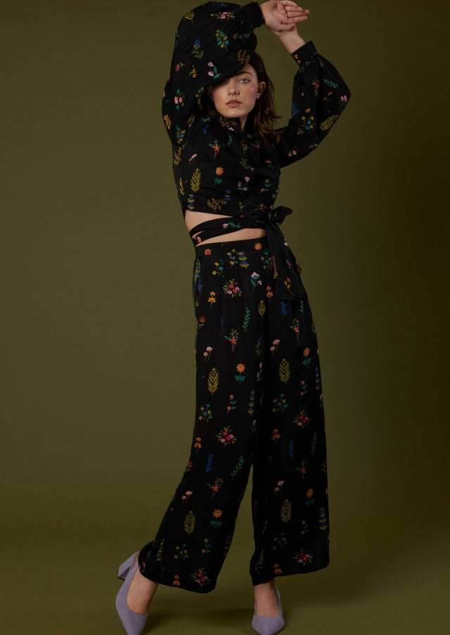 Midnight Botanica Pants - Veneka-Sustainable-Ethical-Bottoms-Em & Shi Drop Ship