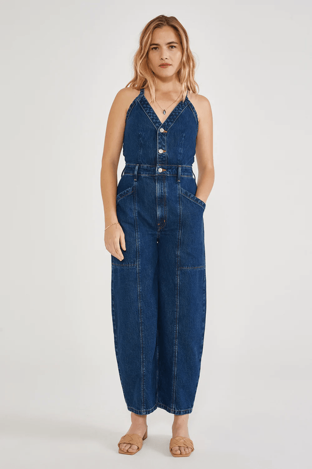 Milou Jumpsuit in Midnight Dive - Veneka-Sustainable-Ethical-Dresses-Etica Denim Drop Ship