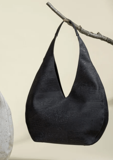 Modern Chic Shoulder Bag in Black - Veneka-Sustainable-Ethical-Bag-Tiradia Cork Drop Ship